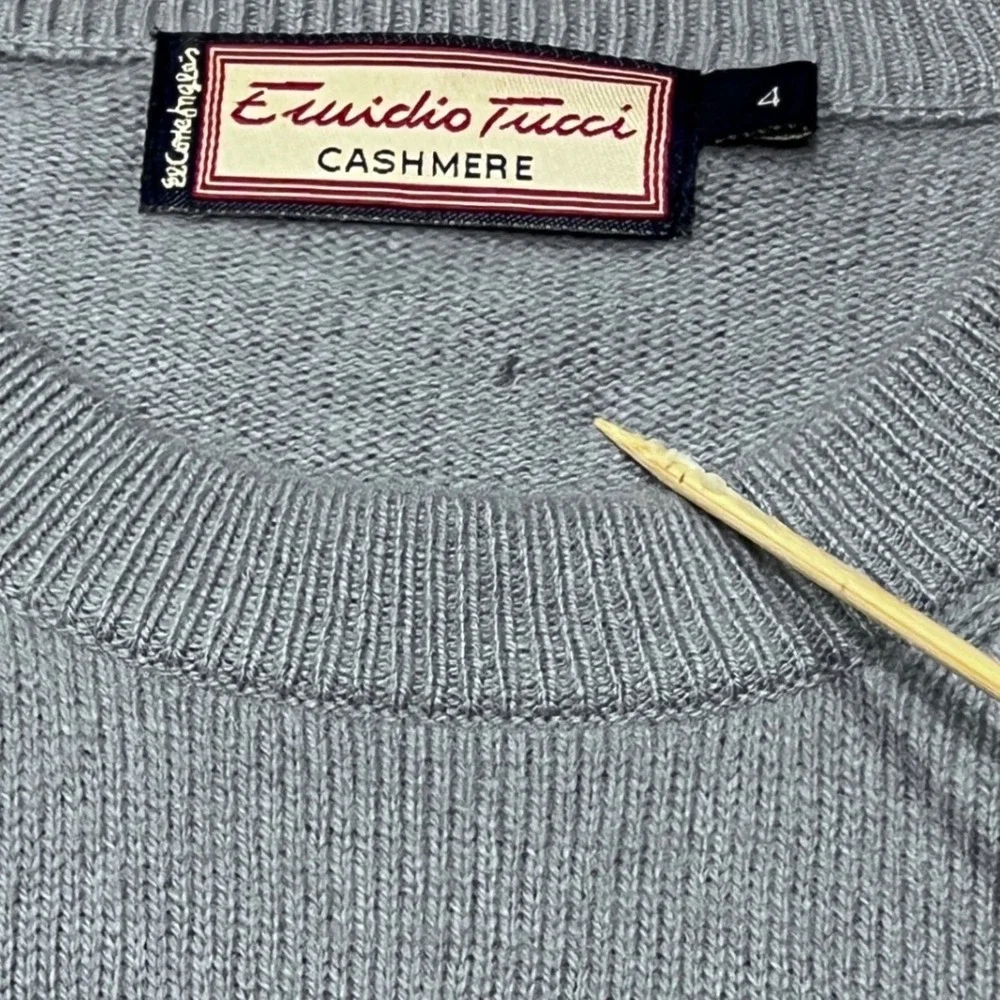Eucidio Tucci Spain Mens Soft Blue Cashmere‎ Crewneck Sweater Size Medium READ